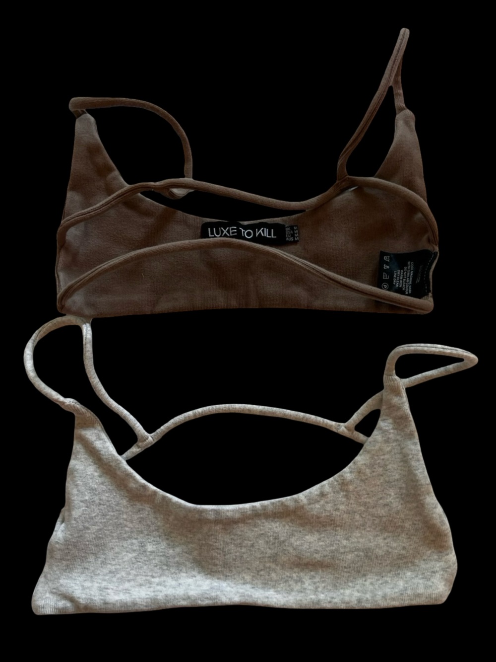 Luxe To Kill Brown Bralette + Heather Gray Bralette Set